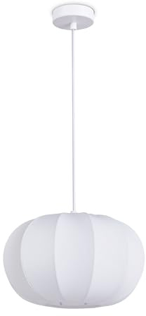 Paco Home Hängelampe Pendellampe Pendelleuchte Wohnzimmer Schlafzimmer Esszimmer Modern Lampenschirm Nylon Uni E27, Lampenart:Pendelleuchte - Typ 1, Farbe:Weiß