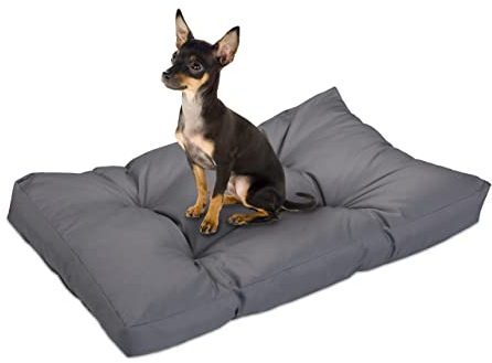 Relaxdays Hundebett, 90 x 65 cm, weiches Hundekissen für mittelgroße Hunde, wasserfest, waschbar, Hundematte, grau