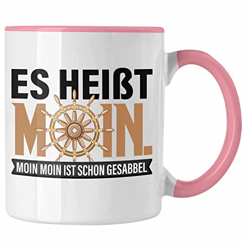 Trendation - Tasse Moin Hamburg Geschenk für Norddeutsche Moin Moin Gesabbel (Rosa)