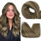 Fshine Echthaar Extensions Microring Mittelbraun Highlight Honigblond Extensions Microring Echthaar 35cm 50g Micro Loop Haarextension 1g/s Farbe 4P27