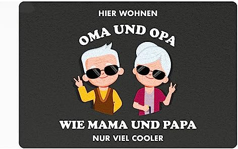 Lustige Fußmatte Oma und Opa | 60 x 40 cm | Wie Eltern Großeltern | Fussmatte Wohnungstür Haustür drinnen draußen | Geschenke zum Einzug | Geburtstagsgeschenk von Enkeln