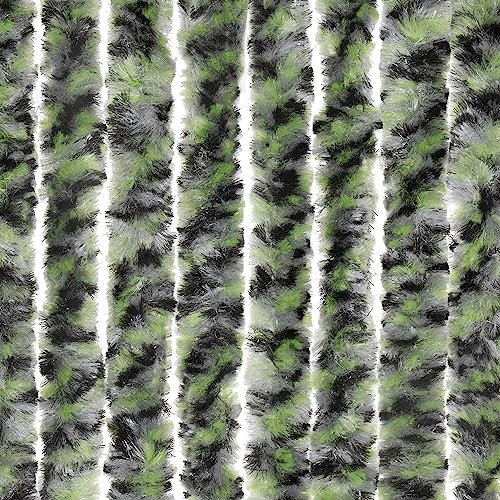Moritz Rideau de porte en chenille 90 x 220 cm - Vert, gris, noir, chiné - Rideau de porte - Moustiquaire pour camping et caravane