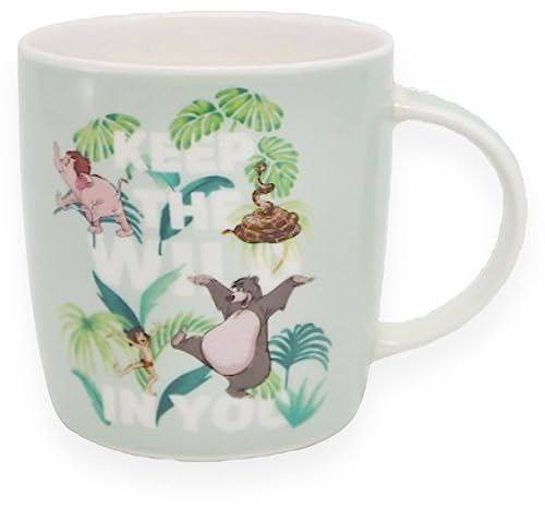 Dschungelbuch-Tasse, Disney, klassisch, Mowgli Baloo Kaa Hathi, Porzellantasse, 380 ml, Tee, Kaffee, heiße Schokolade, 1 Tasse
