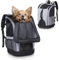 Navaris 2in1 Rucksack für Hund Katze gepolstert - Hunderucksack Katzenrucksack - Tragetasche - 30 x 30 x 46 cm - Haustier Backpack bis 10kg - Grau