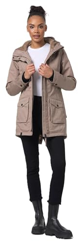 Navahoo Damen Winterjacke warme Winter Jacke mit Teddyfell B951 [B951-Brinj-Taupe-Grey-Gr.XS]