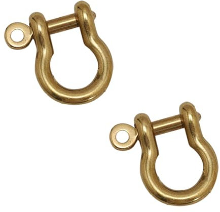 JIHUOO 2 Pcs Small Brass Shackle Key Chain Shackle D Ring Purse Buckle U Shaped Key Ring Bags Belts Ring Clasp Leather Craft Accessories