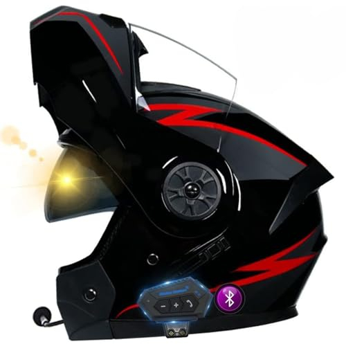 Klapphelm Motorrad Helm Modularer Bluetooth-Helm Damen Herren Integralhelme Motorrad Integrierter Roller-Helm Mofa Helm Moped-Helm Full Face Motorradhelm Mit ECE Zertifiziert