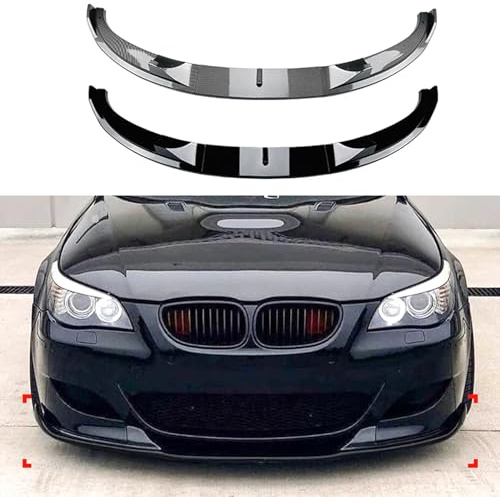 Auto Frontlippe Frontspoiler für BMW 5 Series E60 E61 M5 2005-2010, Frontstoßstangen Lippenkörper Autoantikollisionsschutz, Auto Tuning Zubehör,1 Black