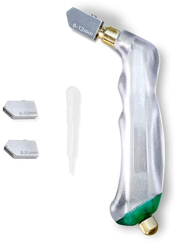 youkzuan Tagliavetro con impugnatura a pistola, 2 mm-20 mm, professionale, ergonomico, in carburo di tungsteno, strumento per punteggiare il vetro a olio, per piastrelle, mosaici, specchi, finestre