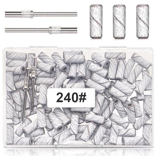 240 Grit Small Sanding Bands for Nail Drill Bit - 100 Pcs 3.1 MM Mini Bands for Natural Smooth Polish, Manicure and Cuticle - Salon Use