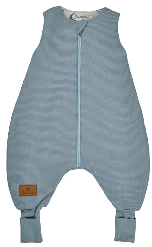 Sterntaler Schlafsack mit Beinen 68/74 Rexi - Kinder und Baby Schlafsack aus Jersey in Waffeloptik, mit Beinen, gefüttert mit Jersey, leicht wattiert, 2-Wege-Reißverschluss, TOG 2,5 - blau