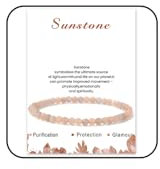 LOCCY Echtes Naturstein Armband für Damen, 4mm Perlenarmband Yoga Armband für Muttertag Geburtstag Valentinstag Geschenke für Mama Tochter Oma Enkelin Schwester (Sonnenstein)