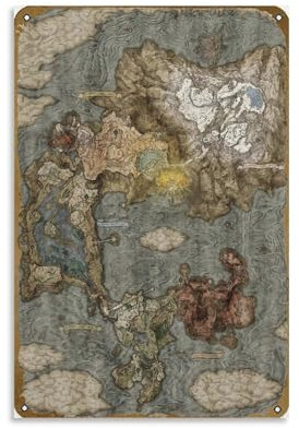 FKLZEBXV Elden Ring Kartenspiel-Poster, Metall-Blechschild, Geschenk für Spieler, Leinwandposter, Wandkunst, Dekordruck, Bild Gemälde für Wohnzimmer, Schlafzimmer, Dekoration, 60 x 90 cm