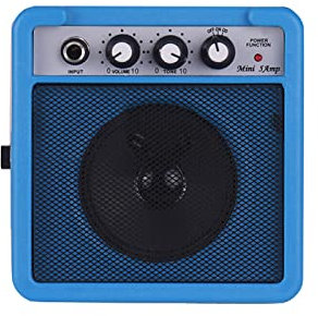 Mini Amplificatore per Chitarra Portatile da 5 W 5 * 2.4 * 4.9 Pollici Amplificatore per Chitarra Spreaker con Funzione Overdrive Jack per Cuffie per Chitarra Elettrica (BLUE)