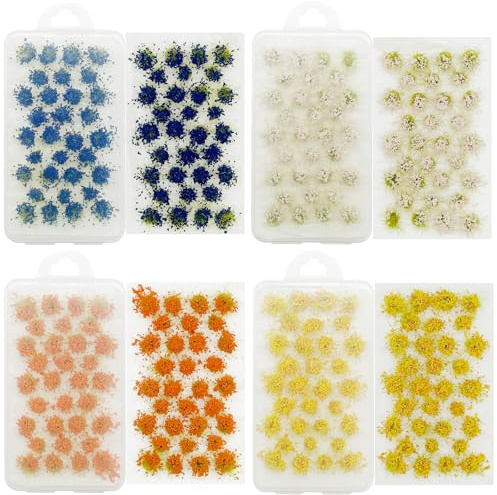 Cayway 128 Stück Static Grass Tuft DIY Miniatur Blume Cluster Flower Cluster für Statische Grasbüschel für Modelleisenbahn Landschaft DIY Miniatur