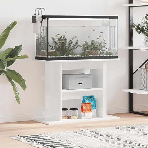 Xichuzi Aquariumständer Hochglanz-Weiß 80x35x60 cm Holzwerkstoff, Aquarium Unterschrank, Aquarium Schrank, Aquariumschrank, Aquarium Tisch, Aquarium Stands