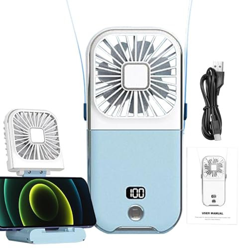 Ventilatore pieghevole da viaggio, ventilatore ricaricabile, Ventilatore personale ricaricabile USB pieghevole, Ventilatore alimentato a batteria con display, ventilatore elettrico portatile p