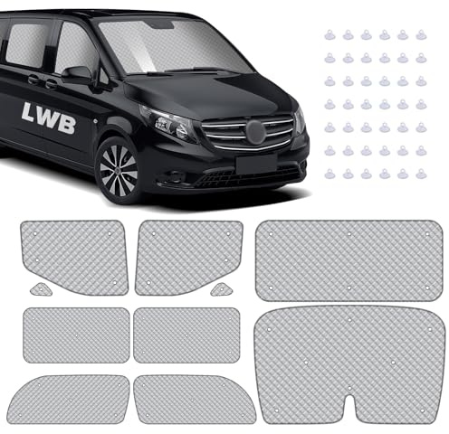 MaxAwe 10Pcs Internal Thermal Blind Set for VITO II W639/Viano LWB L2 2003-2014, Sunshade Wrap Kit, Window Front Screen Cover, Summer UV Sun Blind & Winter Insulation Cover for Campervans Motorhome
