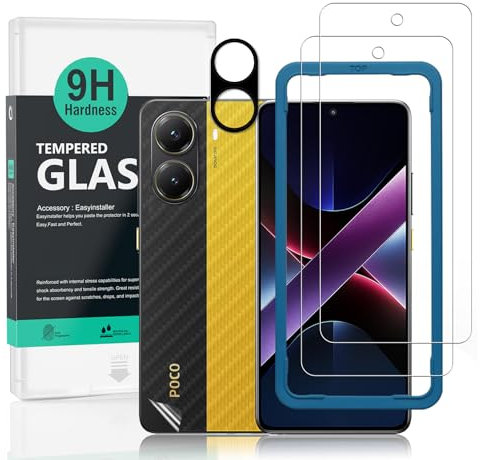 Ibywind 2 Stück Panzer Schutz Glas für Xiaomi Poco X7 Pro 5G,mit 1 Stück Metall Kameraschutz,1 Stück Rückseitenfolie,9H Härte Schutzfolie,Blasenfrei