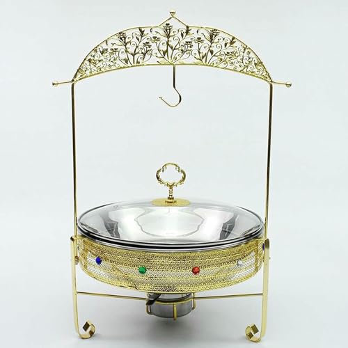 AFLEPCBRQ Electric Buffet Server Stainless Steel Buffet Hot Plates Buffet Servers and Heaters.Hot Pot Buffet Set,Stainless Steel Buffet Hot Pot with Glass L