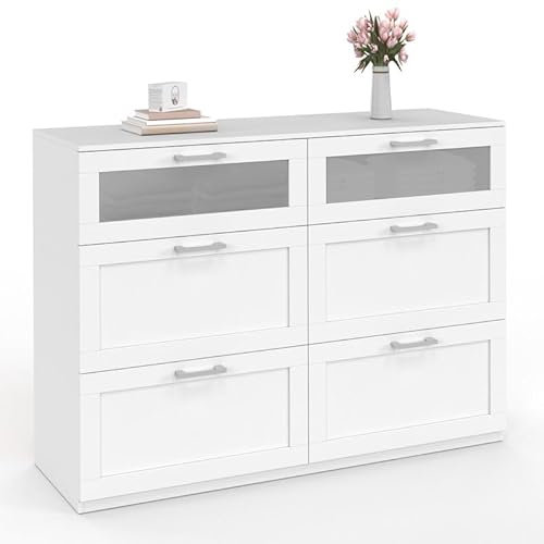 IDMarket - Kommode mit 6 Schubladen Vito, 110 cm, Holz, weiß und matt