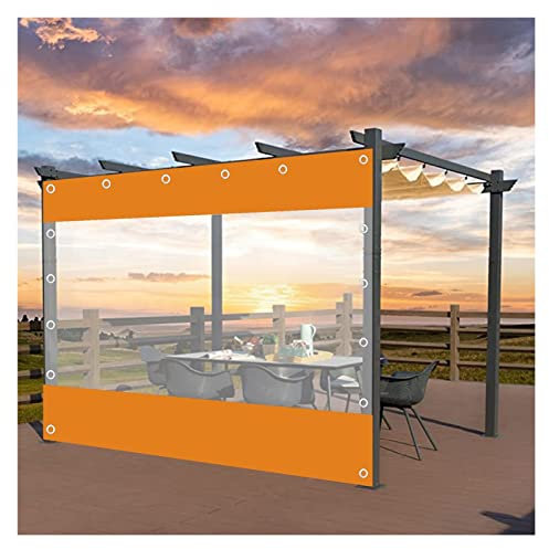 VagxTbs Tenda A Pannello Laterale Tenda Trasparente for Esterni con Occhielli Telo PVC Impermeabili PVC Heavy Duty for Pergola, Copertura for Terrazzo Antivento(2.5x2.5m/8.2x8.2ft)