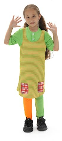 animacoser Langstrumpf Kostüm für kinder Mit T-Shirt & Schürze & Langstrumpf - Outfit für Halloween Faschingskostüm, Mottoparty & Mehr