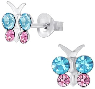 Monkimau Mädchen Ohrringe Schmetterling | Ohrstecker aus 925 Sterling Silber | Kinderohrringe hypoallergen