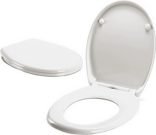 eVendix WC-Sitz Duroplast Toilettendeckel mit Absenkautomatik- Easy Fix Clip System
