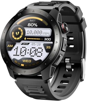 rorios Outdoor-Abenteuer-Smartwatch mit Höhenmesser & Kompass GPS-Uhr mit Echtzeit-Höhenmessung Barometer SOS-Alarm, Richtungsfinder und wasserdichter Sport-Armbanduhr Schwarz B