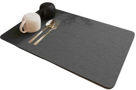Osmond Coffee Dish Draining Mat Super Absorbent Kitchen Faucet Placemat Quick Dry Drying Mat Bathroom Drain Pad Dark Gray
