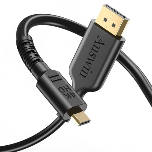Answin Câble DisplayPort vers micro HDMI, unidirectionnel, 4K @ 60 Hz, 2K @ 120 Hz 1,5 m DP vers micro HDMI pour Dell, ordinateur de bureau, AMD, NVIDIA vers ASUS XG17AHP, moniteur portable