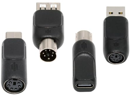NFHK 4 Stück/Lot USB 2.0 Typ-A Typ-C USB-C auf PS/2 Tastatur PS/2 Maus Stecker auf Buchse Adapter Mini-DIN 6-Pin