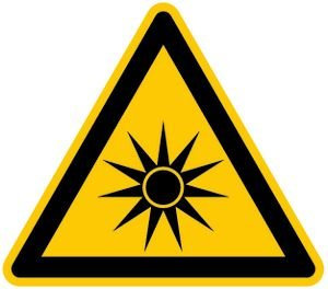 Dreifke® Aufkleber Warnschild, Warnung vor optischer Strahlung W027 DIN EN ISO 7010 Folie selbstklebend gelb/schwarz 20