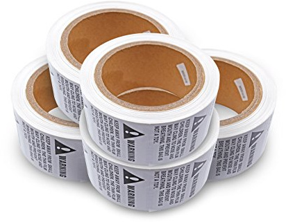 44LLC Suffocation Warning Keep Away from Children Stickers - 5 Rolls/2500 Labels