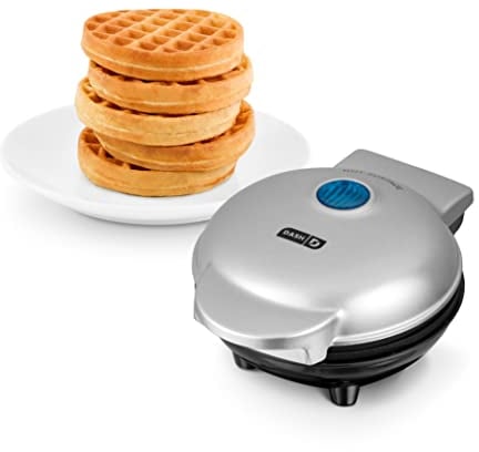 Dash DMW001SL Mini gaufrier pour gaufres individuelles, hachage marron, gaufres céto avec surfaces antiadhésives faciles à nettoyer, 10,2 cm, argenté