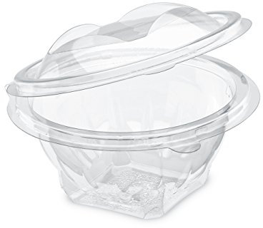 GUILLIN - SEKIPACK SLR250CC SACHET DE 60 Bol Salade 250cc A Couvercle Charniere Sécable, Polyéthylène, Transparent, 12 x 12 x 6,8 cm