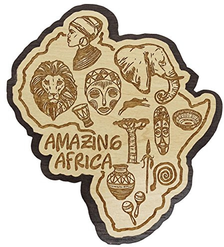 Printtoo Amazing Africa Map Engraved Wooden Fridge Magnet Souvenir Gift Collectibles