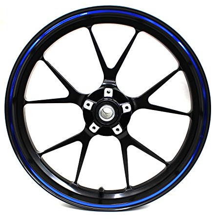 Felgenrandaufkleber Chrom Felgendesign inkl. Montagetool Komplett-Set -Finest Folia passend für 17 Zoll & 16 18 19 Felgen Motorrad Auto Fahrrad (Chrom Blau)