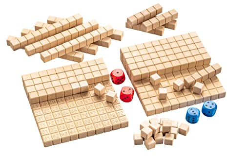 WISSNER® Mathespiel Hunderterraum aus RE-Wood® - Nachhaltiges Lernspiel für Kinder- Made in Germany - Dienes Stäbe-Fördermaterial zum Dezimalrechnen, Mathe-Spiel für Kinder der Grundschule