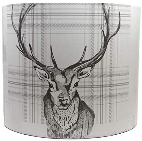 Grey Charcoal Stag Lampshade Ceiling Light Shade Antlers Rustic Woodland Deer Hare Rabbit Hedgehog Highland Scottish Scotland Themed Bedroom Room Decor Accessories Gifts (Ceiling Pendant)
