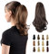 Sofeiyan 33cm Pferdeschwanzverlängerung Langer Lockiger Pferdeschwanz Clip in Klaue Haarverlängerung Natürlich Aussehendes Synthetisches Haarteil für Frauen, Dunkelbraun