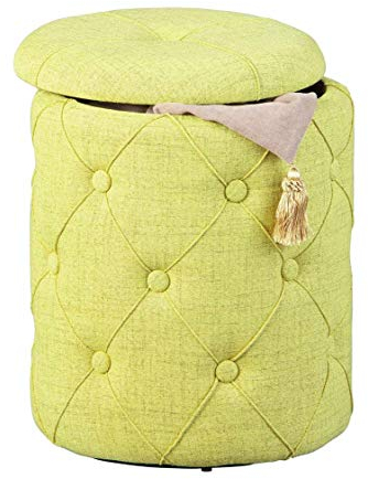 Inter Link - Aufbewahrungshocker - Wäschehocker - Hocker mit Stauraum - Gelb - Steppstoff - Yapak