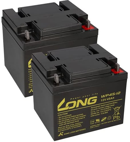 2 baterías AGM de plomo de 12 V y 45 Ah, WP45-12, compatible con MP45-12, NP38-12I, 38Ah, 39Ah, 40Ah, 42Ah, 44Ah, 50Ah