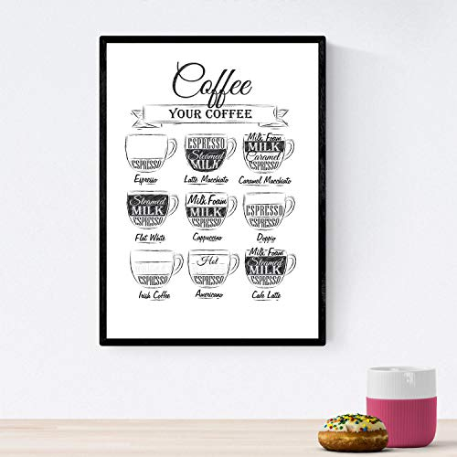 Nacnic Folien Kaffee und Wein. Plakat-Entwurf Kaffee mit weißen Hintergrund. A4-Format