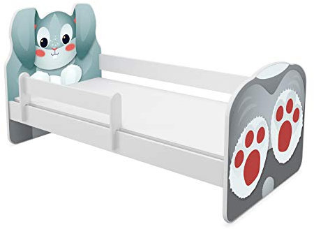 ACMA Tiere VII Kinderbett Jugendbett Matratze Rausfallschutz Lattenrost 140x70 160x80 180x80 (01 Hase, 180x80 cm)