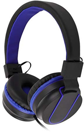 FOReverweihuajz Auriculares portátiles plegables con cable para juegos sobre la oreja con micrófono, estéreo, estéreo, plegables y inalámbricos, para teléfono/PC, color azul
