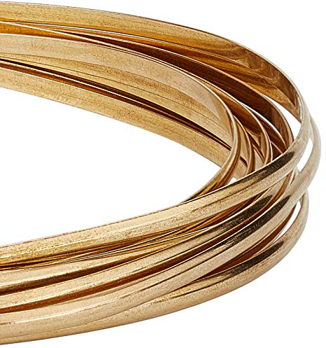 BENECREAT 5m 1mm Alambre de Cobre Semirredondo de 3mm de Ancho, Alambre de Latón Amarillo para Joyería, Trabajo Artesanal