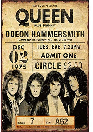 Queen Band Blechschild Wanddekoration Metall Poster Retro Schild Warnschild Basteln für Büro Cafe Club Bar