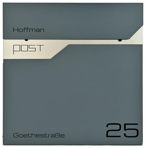 VerdaBriefkasten mit Zeitungsfach, Personalisierter Briefkasten, 2X Schlüssel, Postkasten Designer Wandbriefkasten Zeitungsrolle Modern Anthrazit (SN3692-1)